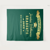 Moderne groene gouden afstudeerfoto-achtergrond wandkleed (Voorkant (horizontaal))