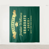 Moderne groene gouden afstudeerfoto achtergrond wandkleed (Voorkant)