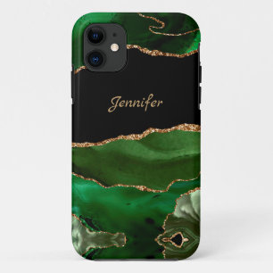 Moderne groene gouden agaat kristal personaliseren Case-Mate iPhone case