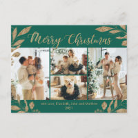 Moderne groene gouden bladeren Foto's met kerstmis