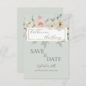 Moderne groene gouden bloemige bruiloft  save the date (Voorkant / Achterkant)