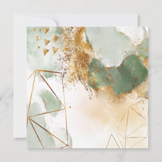 Moderne groene gouden botanische vierkant | kaart (Achterkant)
