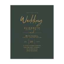 Moderne groene gouden budget trouwuitnodigingen