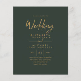 Moderne groene gouden budget trouwuitnodigingen