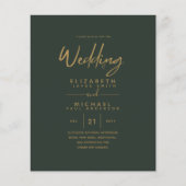 Moderne groene gouden budget trouwuitnodigingen (Voorkant)