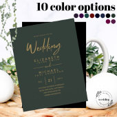 Moderne groene gouden budget trouwuitnodigingen QR