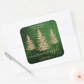 Moderne Groene Gouden Glitter Pine Kerstkaars Vierkante Sticker (Envelop)