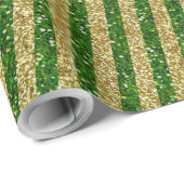Moderne groene gouden glitter Stripes patroon Cadeaupapier (Rol Hoek)