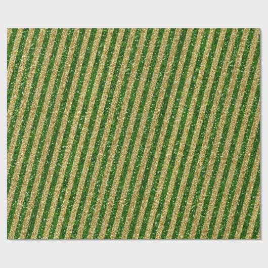 Moderne groene gouden glitter Stripes patroon Cadeaupapier (Vlak)