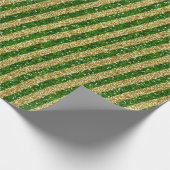 Moderne groene gouden glitter Stripes patroon Cadeaupapier (Hoek)