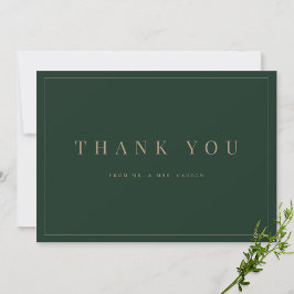 Moderne Groene & Gouden Huwelijk Dank u Kaart