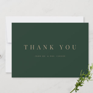 Moderne Groene & Gouden Huwelijk Dank u Kaart