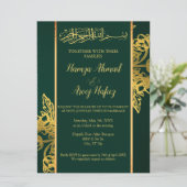 Moderne Groene & Gouden Islamitische Moslim Bruilo Kaart (Staand voorkant)