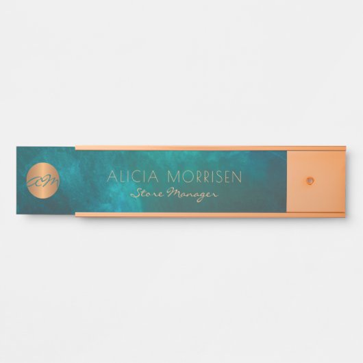 Moderne groene gouden kantoor kamer afdelingsnaam deurbordje (Voorkant)