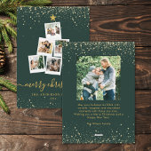 Moderne groene gouden kerstboom fotocollage feestdagenkaart