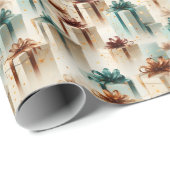 Moderne Groene & Gouden Kerstmis Feestelijke Gesch Cadeaupapier (Rol Hoek)