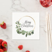 Moderne Groene Gouden Krans Vrolijk Kerstfeest Servet (Insitu)