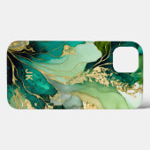 Moderne groene gouden marmeren monogram gepersonal Case-Mate iPhone case (Achterkant (horizontaal))