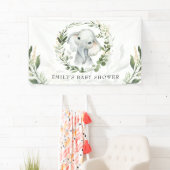 Moderne groene gouden olifant Baby shower Verjaard Spandoek (Insitu)