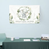 Moderne groene gouden olifant Baby shower Verjaard Spandoek (Beurs)