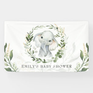 Moderne groene gouden olifant Baby shower Verjaard Spandoek