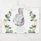 Moderne groene gouden olifant Baby shower Verjaard Sparkling Wijnetiket (Enkel label)