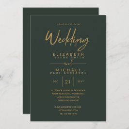 Moderne groene gouden premium trouwuitnodigingen kaart