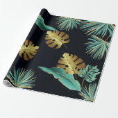 Moderne groene gouden tropische bladeren cadeaupapier (Uitgerold)