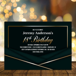Moderne groene gouden verjaardagsfeest 18 jaar kaart