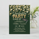 Moderne groene goudglitter-GRADUATION Party Kaart (Staand voorkant)