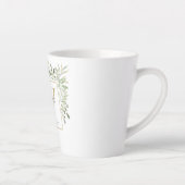 Moderne groene goudkleurige monogram sierlijk latte mok (Rechts)