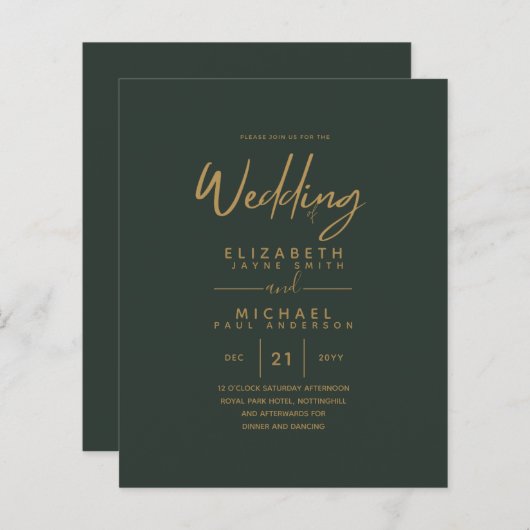 Moderne groene goudprijsbinding nodigt ons uit (Voorkant / Achterkant)