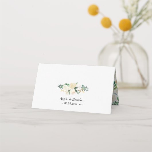 Moderne groene goudvoorraad - Floral Wedding Table Plaatskaartje (Achterkant)