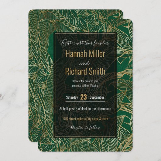 Moderne groene goudvulling Plant botanisch ontwerp (Voorkant / Achterkant)