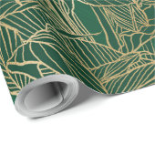 Moderne groene goudvulling Plant botanisch ontwerp Cadeaupapier (Rol Hoek)