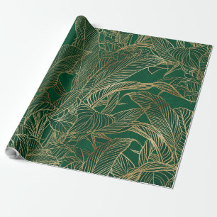 Moderne groene goudvulling Plant botanisch ontwerp Cadeaupapier