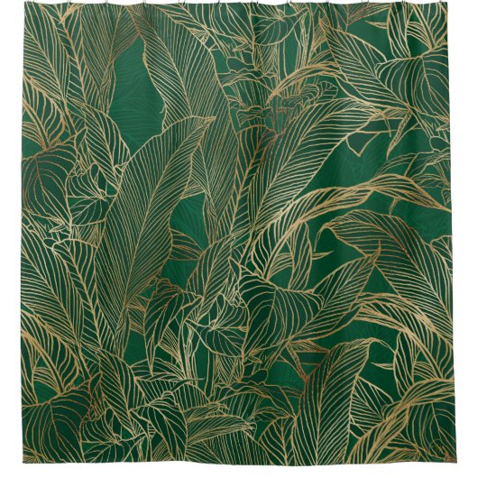 Moderne groene goudvulling Plant botanisch ontwerp Douchegordijn (Voorkant)