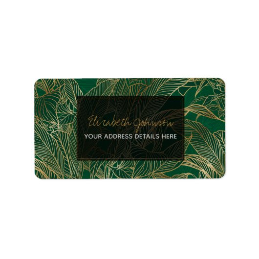 Moderne groene goudvulling Plant botanisch ontwerp Etiket (Voorkant)