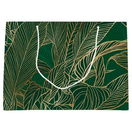 Moderne groene goudvulling Plant botanisch ontwerp Groot Cadeauzakje (Voorkant)