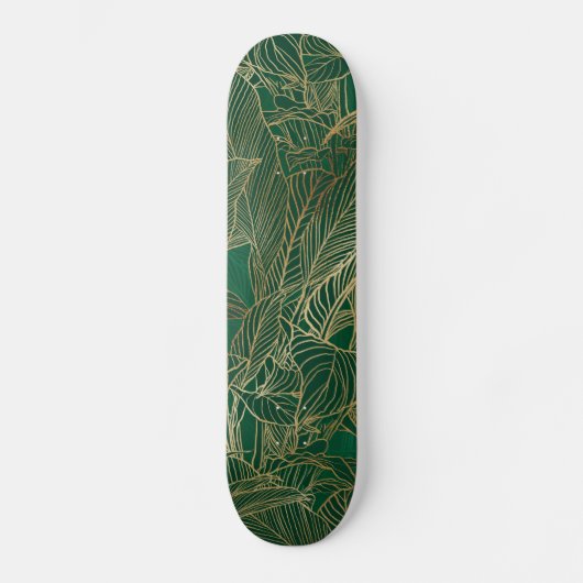 Moderne groene goudvulling Plant botanisch ontwerp Persoonlijk Skateboard (Voorkant)