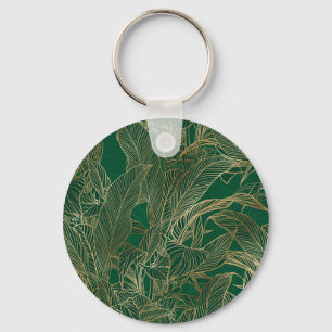 Moderne groene goudvulling Plant botanisch ontwerp Sleutelhanger