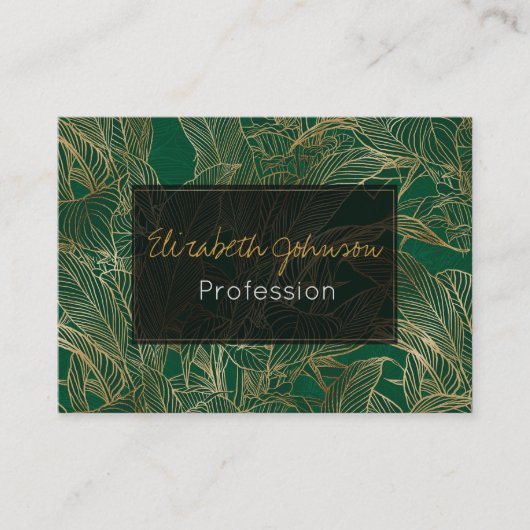 Moderne groene goudvulling Plant botanisch ontwerp Visitekaartje (Voorkant)