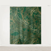 Moderne groene goudvulling Plant botanisch ontwerp Wandkleed (Voorkant)