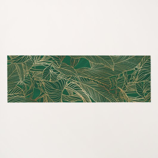 Moderne groene goudvulling Plant botanisch ontwerp Yogamat (Achterkant (horizontaal))