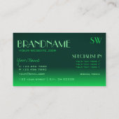 Moderne groene gradiënt spiegellettertype Klassiek Visitekaartje (Achterkant)