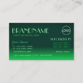 Moderne groene gradiënt spiegellettertype klassiek visitekaartje (Achterkant)