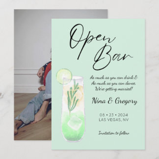Moderne groene grappige foto save the date