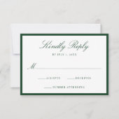 Moderne Groene Grens Bruiloft RSVP Kaartje (Voorkant)