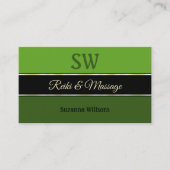 Moderne Groene Grenzen op Zwart Chique met Monogra Visitekaartje (Voorkant)