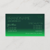 Moderne groene grijpspiegellettertype met monogram visitekaartje (Achterkant)